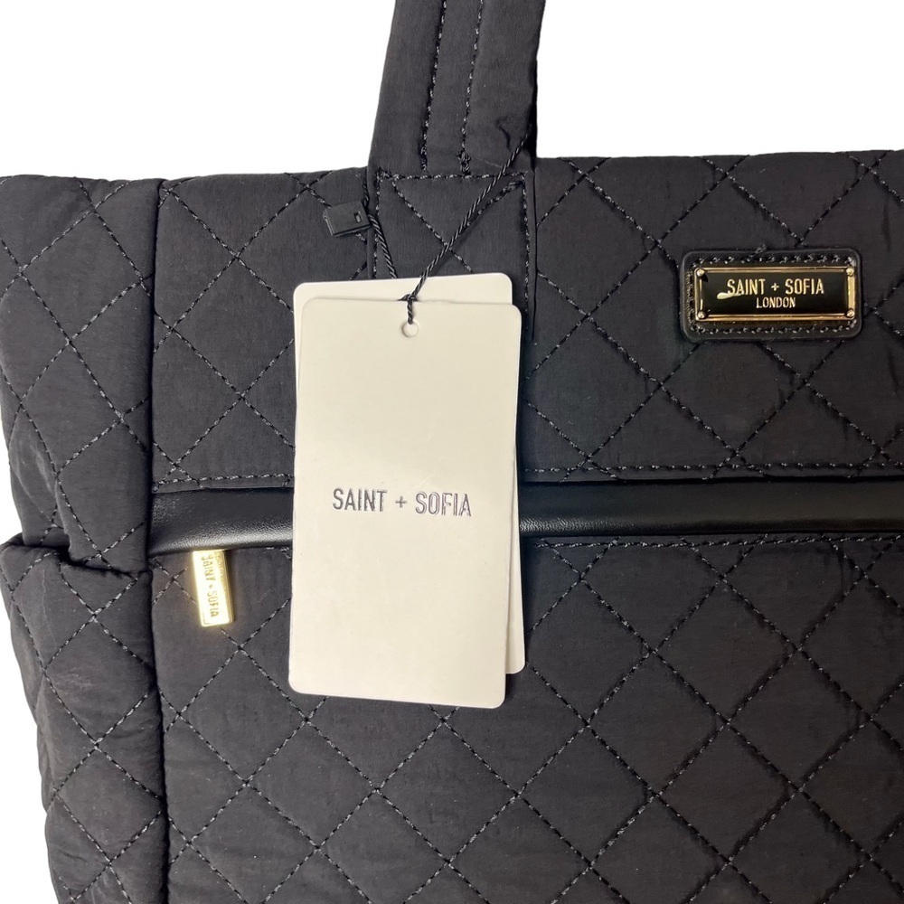 Saint + Sofia Marina Quilted Shopper Bag Black Travel Bag Internal Bag Straps - Picture 5 of 12